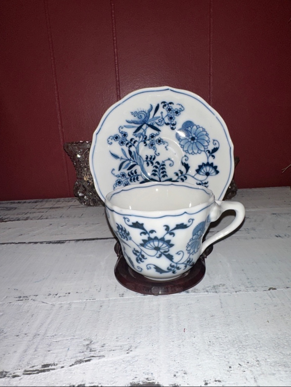 Blue Danube Porcelain Teacup with Matching Saucer